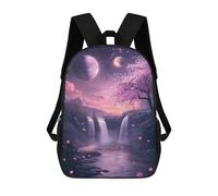 sinyumoney Mochila De 17 Pulgadas Fantasy Waterfall with Cherry Blossoms, Mochila Escolar Impresa En 3D, Bolsa Para El Almuerzo Escolar, Mochila De Viaje, Mochila Para Amigos Para Niñas Y Niños.