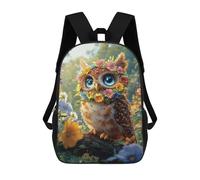 sinyumoney Mochila De 17 Pulgadas Floral Crowned Owl Artwork, Mochila Escolar Impresa En 3D, Bolsa Para El Almuerzo Escolar, Mochila De Viaje, Mochila Para Amigos Para Niñas Y Niños.