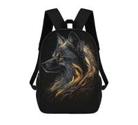 sinyumoney Mochila De 17 Pulgadas Fox Black Gold Dark BG, Mochila Escolar Impresa En 3D, Bolsa Para El Almuerzo Escolar, Mochila De Viaje, Mochila Para Amigos Para Niñas Y Niños.