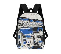 sinyumoney Mochila De 17 Pulgadas French Riviera Modern Art, Mochila Escolar Impresa En 3D, Bolsa Para El Almuerzo Escolar, Mochila De Viaje, Mochila Para Amigos Para Niñas Y Niños.