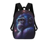 sinyumoney Mochila De 17 Pulgadas Galactic Chimpanzee Portrait-4, Mochila Escolar Impresa En 3D, Bolsa Para El Almuerzo Escolar, Mochila De Viaje, Mochila Para Amigos Para Niñas Y Niños.