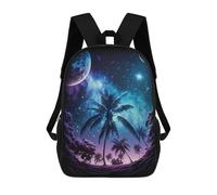 sinyumoney Mochila De 17 Pulgadas Galactic Palm Paradise -3, Mochila Escolar Impresa En 3D, Bolsa Para El Almuerzo Escolar, Mochila De Viaje, Mochila Para Amigos Para Niñas Y Niños.