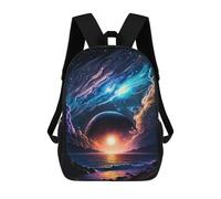 sinyumoney Mochila De 17 Pulgadas Galactic Sunset Over Ocean, Mochila Escolar Impresa En 3D, Bolsa Para El Almuerzo Escolar, Mochila De Viaje, Mochila Para Amigos Para Niñas Y Niños.