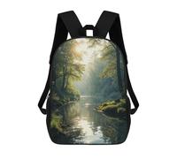 sinyumoney Mochila De 17 Pulgadas Golden Hour in A Hidden Forest., Mochila Escolar Impresa En 3D, Bolsa Para El Almuerzo Escolar, Mochila De Viaje, Mochila Para Amigos Para Niñas Y Niños.