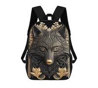sinyumoney Mochila De 17 Pulgadas Golden Majesty Black Wolf, Mochila Escolar Impresa En 3D, Bolsa Para El Almuerzo Escolar, Mochila De Viaje, Mochila Para Amigos Para Niñas Y Niños.