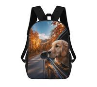 sinyumoney Mochila De 17 Pulgadas Golden Retriever Autumn Drive, Mochila Escolar Impresa En 3D, Bolsa Para El Almuerzo Escolar, Mochila De Viaje, Mochila Para Amigos Para Niñas Y Niños.