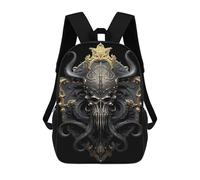 sinyumoney Mochila De 17 Pulgadas Golden Skull Cthulhu, Mochila Escolar Impresa En 3D, Bolsa Para El Almuerzo Escolar, Mochila De Viaje, Mochila Para Amigos Para Niñas Y Niños.
