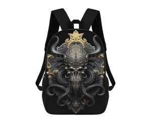 sinyumoney Mochila De 17 Pulgadas Golden Skull Cthulhu, Mochila Escolar Impresa En 3D, Bolsa Para El Almuerzo Escolar, Mochila De Viaje, Mochila Para Amigos Para Niñas Y Niños.