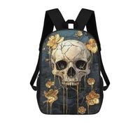 sinyumoney Mochila De 17 Pulgadas Golden Skull Wall Art Decor-1, Mochila Escolar Impresa En 3D, Bolsa Para El Almuerzo Escolar, Mochila De Viaje, Mochila Para Amigos Para Niñas Y Niños.