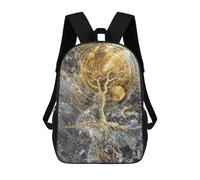 sinyumoney Mochila De 17 Pulgadas Golden Tree of Life, Mochila Escolar Impresa En 3D, Bolsa Para El Almuerzo Escolar, Mochila De Viaje, Mochila Para Amigos Para Niñas Y Niños.