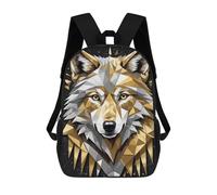 sinyumoney Mochila De 17 Pulgadas Golden Wolf Portrait, Mochila Escolar Impresa En 3D, Bolsa Para El Almuerzo Escolar, Mochila De Viaje, Mochila Para Amigos Para Niñas Y Niños.