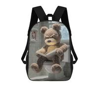 sinyumoney Mochila De 17 Pulgadas Grumpy Teddy Bear Reading on Toilet, Mochila Escolar Impresa En 3D, Bolsa Para El Almuerzo Escolar, Mochila De Viaje, Mochila Para Amigos Para Niñas Y Niños.