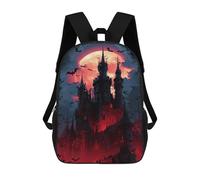 sinyumoney Mochila De 17 Pulgadas Halloween Castle with Full Moon -3, Mochila Escolar Impresa En 3D, Bolsa Para El Almuerzo Escolar, Mochila De Viaje, Mochila Para Amigos Para Niñas Y Niños.