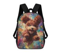 sinyumoney Mochila De 17 Pulgadas Happy Poodle Painting, Mochila Escolar Impresa En 3D, Bolsa Para El Almuerzo Escolar, Mochila De Viaje, Mochila Para Amigos Para Niñas Y Niños.