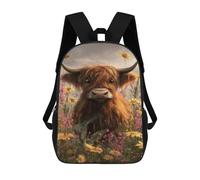 sinyumoney Mochila De 17 Pulgadas Highland Cow in Flower Field-1, Mochila Escolar Impresa En 3D, Bolsa Para El Almuerzo Escolar, Mochila De Viaje, Mochila Para Amigos Para Niñas Y Niños.
