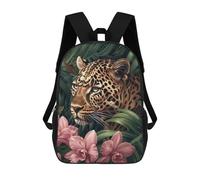 sinyumoney Mochila De 17 Pulgadas Jungle Leopard with Pink Flowers, Mochila Escolar Impresa En 3D, Bolsa Para El Almuerzo Escolar, Mochila De Viaje, Mochila Para Amigos Para Niñas Y Niños.