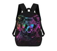 sinyumoney Mochila De 17 Pulgadas Koala DJ Headphones Sunglasses Art Print, Mochila Escolar Impresa En 3D, Bolsa Para El Almuerzo Escolar, Mochila De Viaje, Mochila Para Amigos Para Niñas Y Niños.