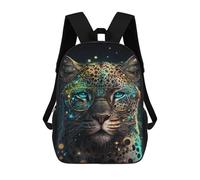 sinyumoney Mochila De 17 Pulgadas Leopard with Glasses Art Print, Mochila Escolar Impresa En 3D, Bolsa Para El Almuerzo Escolar, Mochila De Viaje, Mochila Para Amigos Para Niñas Y Niños.
