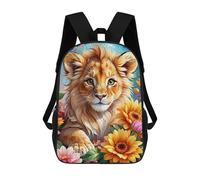sinyumoney Mochila De 17 Pulgadas Lion Cub in Flowers, Mochila Escolar Impresa En 3D, Bolsa Para El Almuerzo Escolar, Mochila De Viaje, Mochila Para Amigos Para Niñas Y Niños.