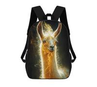 sinyumoney Mochila De 17 Pulgadas Llama with Golden Aura Animal, Mochila Escolar Impresa En 3D, Bolsa Para El Almuerzo Escolar, Mochila De Viaje, Mochila Para Amigos Para Niñas Y Niños.