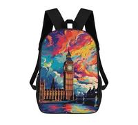 sinyumoney Mochila De 17 Pulgadas London Skyline with Big Ben -3, Mochila Escolar Impresa En 3D, Bolsa Para El Almuerzo Escolar, Mochila De Viaje, Mochila Para Amigos Para Niñas Y Niños.