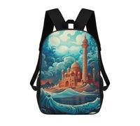 sinyumoney Mochila De 17 Pulgadas Magical Night Castle, Mochila Escolar Impresa En 3D, Bolsa Para El Almuerzo Escolar, Mochila De Viaje, Mochila Para Amigos Para Niñas Y Niños.