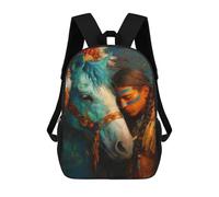 sinyumoney Mochila De 17 Pulgadas Native American Horse Painting, Mochila Escolar Impresa En 3D, Bolsa Para El Almuerzo Escolar, Mochila De Viaje, Mochila Para Amigos Para Niñas Y Niños.