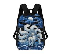 sinyumoney Mochila De 17 Pulgadas Nine-Tailed Fox in Moonlight, Mochila Escolar Impresa En 3D, Bolsa Para El Almuerzo Escolar, Mochila De Viaje, Mochila Para Amigos Para Niñas Y Niños.