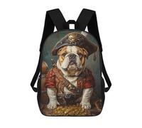 sinyumoney Mochila De 17 Pulgadas Pirate Bulldog Treasure Chest-6, Mochila Escolar Impresa En 3D, Bolsa Para El Almuerzo Escolar, Mochila De Viaje, Mochila Para Amigos Para Niñas Y Niños.