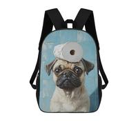 sinyumoney Mochila De 17 Pulgadas Pug with Toilet Paper Roll on Head-3, Mochila Escolar Impresa En 3D, Bolsa Para El Almuerzo Escolar, Mochila De Viaje, Mochila Para Amigos Para Niñas Y Niños.