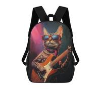 sinyumoney Mochila De 17 Pulgadas Rock Star Cat Guitarist -1, Mochila Escolar Impresa En 3D, Bolsa Para El Almuerzo Escolar, Mochila De Viaje, Mochila Para Amigos Para Niñas Y Niños.