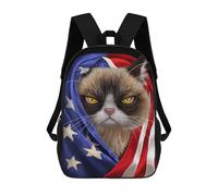 sinyumoney Mochila De 17 Pulgadas Siamese Cat USA Patriot, Mochila Escolar Impresa En 3D, Bolsa Para El Almuerzo Escolar, Mochila De Viaje, Mochila Para Amigos Para Niñas Y Niños.