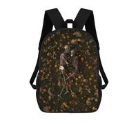 sinyumoney Mochila De 17 Pulgadas Skeletons in The Garden of Flowers, Mochila Escolar Impresa En 3D, Bolsa Para El Almuerzo Escolar, Mochila De Viaje, Mochila Para Amigos Para Niñas Y Niños.