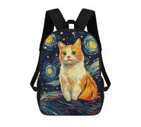 sinyumoney Mochila De 17 Pulgadas Starry Night Cat Art Print, Mochila Escolar Impresa En 3D, Bolsa Para El Almuerzo Escolar, Mochila De Viaje, Mochila Para Amigos Para Niñas Y Niños.
