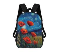 sinyumoney Mochila De 17 Pulgadas Starry Night Poppies -7, Mochila Escolar Impresa En 3D, Bolsa Para El Almuerzo Escolar, Mochila De Viaje, Mochila Para Amigos Para Niñas Y Niños.