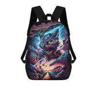 sinyumoney Mochila De 17 Pulgadas Thundering Wolf Armor, Mochila Escolar Impresa En 3D, Bolsa Para El Almuerzo Escolar, Mochila De Viaje, Mochila Para Amigos Para Niñas Y Niños.