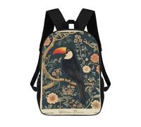 sinyumoney Mochila De 17 Pulgadas Toucan William Morris Botanical, Mochila Escolar Impresa En 3D, Bolsa Para El Almuerzo Escolar, Mochila De Viaje, Mochila Para Amigos Para Niñas Y Niños.