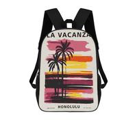 sinyumoney Mochila De 17 Pulgadas Tropical Honolulu Hawaii, Mochila Escolar Impresa En 3D, Bolsa Para El Almuerzo Escolar, Mochila De Viaje, Mochila Para Amigos Para Niñas Y Niños.