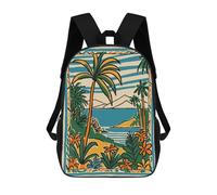 sinyumoney Mochila De 17 Pulgadas Tropical Island Landscape Illustration, Mochila Escolar Impresa En 3D, Bolsa Para El Almuerzo Escolar, Mochila De Viaje, Mochila Para Amigos Para Niñas Y Niños.