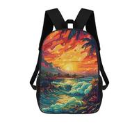 sinyumoney Mochila De 17 Pulgadas Tropical Sunset Ocean Waves, Mochila Escolar Impresa En 3D, Bolsa Para El Almuerzo Escolar, Mochila De Viaje, Mochila Para Amigos Para Niñas Y Niños.