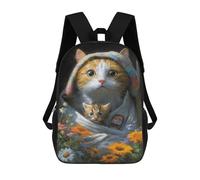 sinyumoney Mochila De 17 Pulgadas Whimsical Cat Garden Art Print, Mochila Escolar Impresa En 3D, Bolsa Para El Almuerzo Escolar, Mochila De Viaje, Mochila Para Amigos Para Niñas Y Niños.