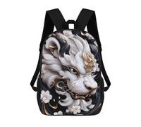 sinyumoney Mochila De 17 Pulgadas White Lion with Gold Accents, Mochila Escolar Impresa En 3D, Bolsa Para El Almuerzo Escolar, Mochila De Viaje, Mochila Para Amigos Para Niñas Y Niños.
