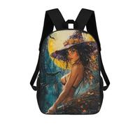 sinyumoney Mochila De 17 Pulgadas Witch on Broomstick with Full Moon, Mochila Escolar Impresa En 3D, Bolsa Para El Almuerzo Escolar, Mochila De Viaje, Mochila Para Amigos Para Niñas Y Niños.