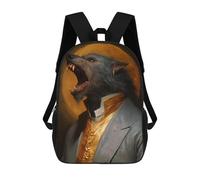 sinyumoney Mochila De 17 Pulgadas Wolf in Tuxedo Moonlit Elegance, Mochila Escolar Impresa En 3D, Bolsa Para El Almuerzo Escolar, Mochila De Viaje, Mochila Para Amigos Para Niñas Y Niños.