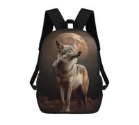 sinyumoney Mochila De 17 Pulgadas Wolf Under Full Moon, Mochila Escolar Impresa En 3D, Bolsa Para El Almuerzo Escolar, Mochila De Viaje, Mochila Para Amigos Para Niñas Y Niños.