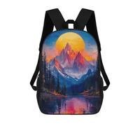 sinyumoney Mochila de anime Men in Purple Moon para escuela, trabajo, laptop, mochila para hombres, mujeres y adolescentes, Sunset Mountain Nature, 17"