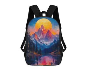 sinyumoney Mochila de anime Men in Purple Moon para escuela, trabajo, laptop, mochila para hombres, mujeres y adolescentes, Sunset Mountain Nature, 17"