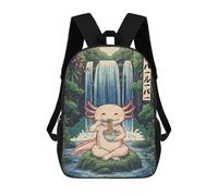sinyumoney Mochila De Moda Impresa En 3D Para Niños Axolotl Eating Ramen by Waterfall Mochila Escolar Para Niños Y Niñas, Mochilas Escolares Para Primaria, Mochilas Para Adolescentes 17inch