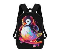 sinyumoney Mochila De Moda Impresa En 3D Para Niños Colorful Penguin Skater Mochila Escolar Para Niños Y Niñas, Mochilas Escolares Para Primaria, Mochilas Para Adolescentes 17inch