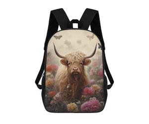 sinyumoney Mochila De Moda Impresa En 3D Para Niños Cute Floral Highland Cow Mochila Escolar Para Niños Y Niñas, Mochilas Escolares Para Primaria, Mochilas Para Adolescentes 17inch
